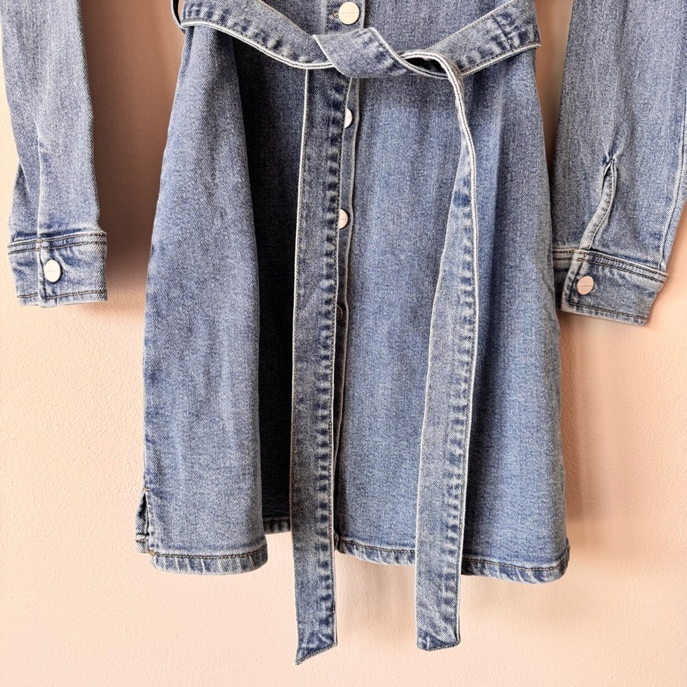Sanctuary Denim Shirt Dress Belted Button Front Mini Dress Blue Sz S NWT - Picture 5 of 16